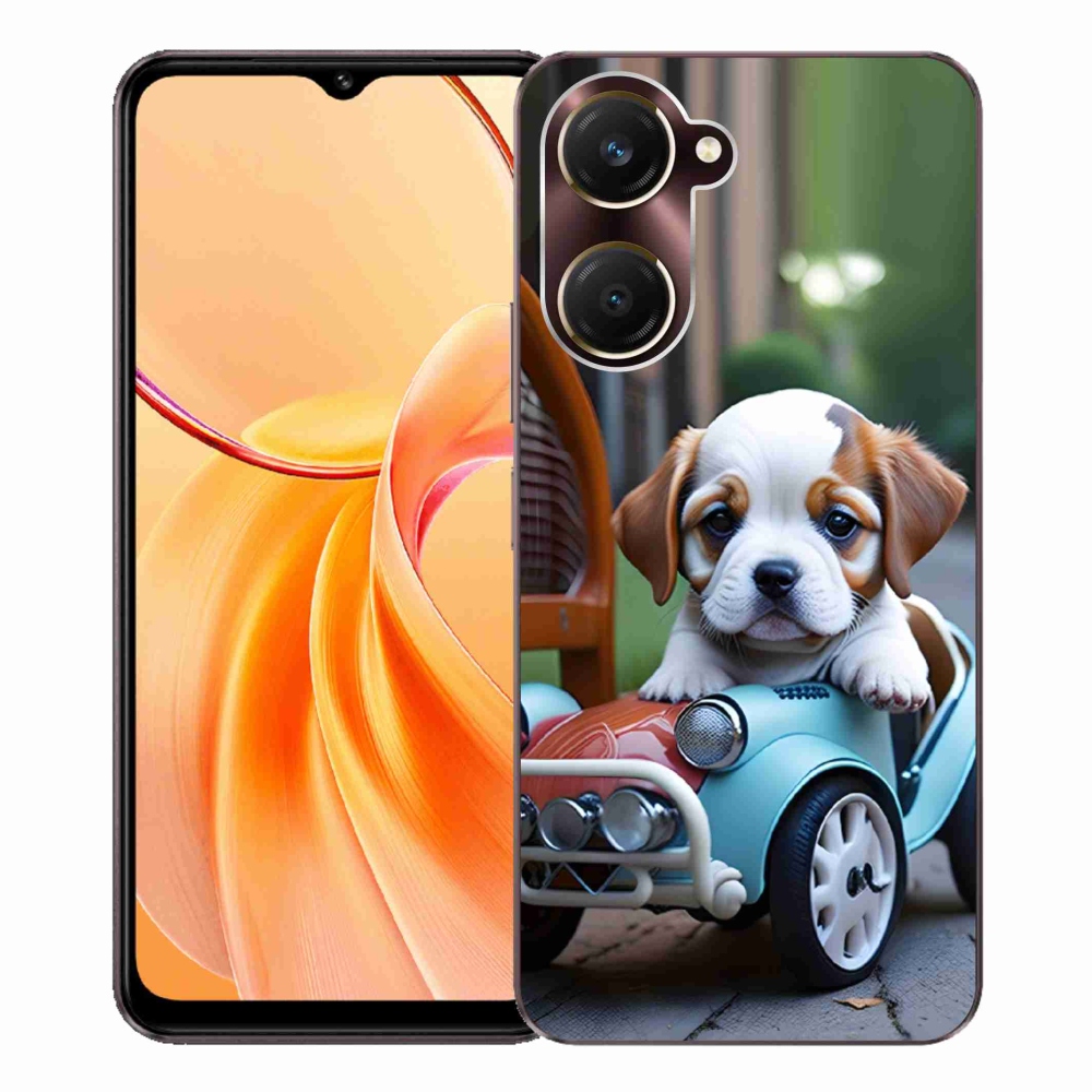 Gélový kryt mmCase na Vivo Y28s 5G - šteňa v retro aute