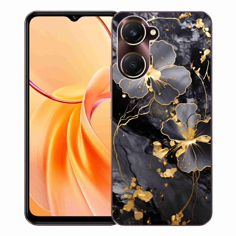 Gélový kryt mmCase na Vivo Y28s 5G - zlaté kvety