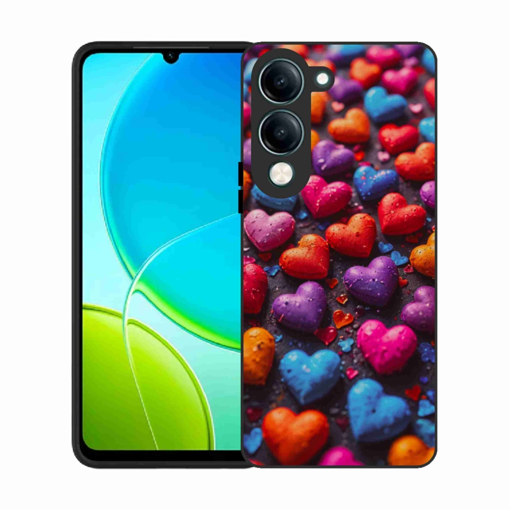Gélový kryt mmCase na Vivo Y29S 5G - farebné srdcia