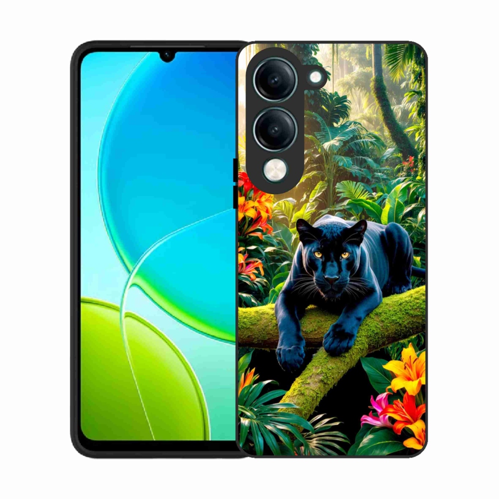 Gélový kryt mmCase na Vivo Y29S 5G - čierny panter v džungli