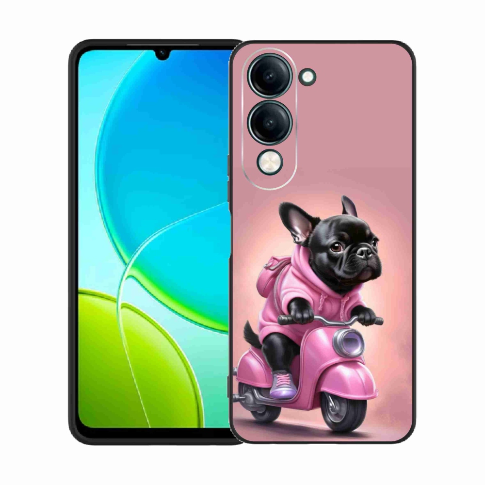 Gélový kryt mmCase na Vivo Y29S 5G - francúzsky buldoček na skútri