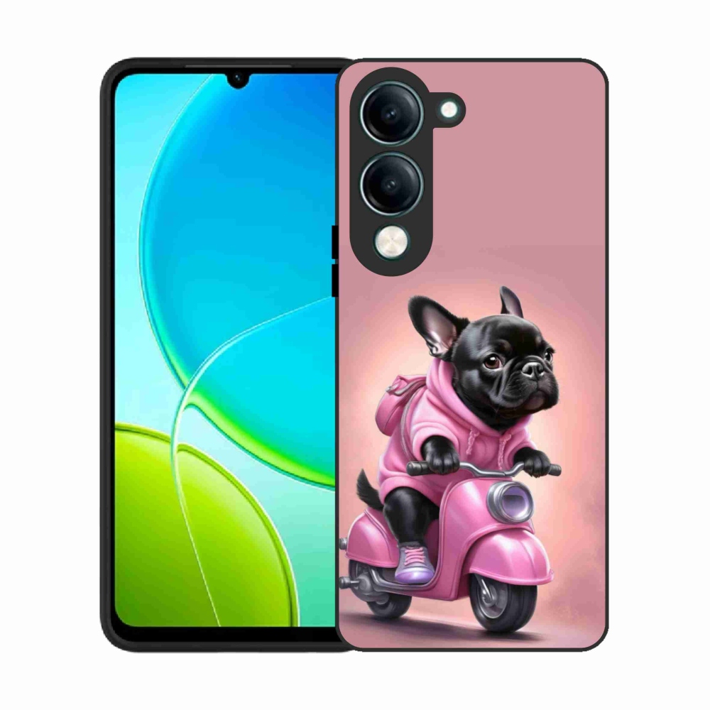 Gélový kryt mmCase na Vivo Y29S 5G - francúzsky buldoček na skútri