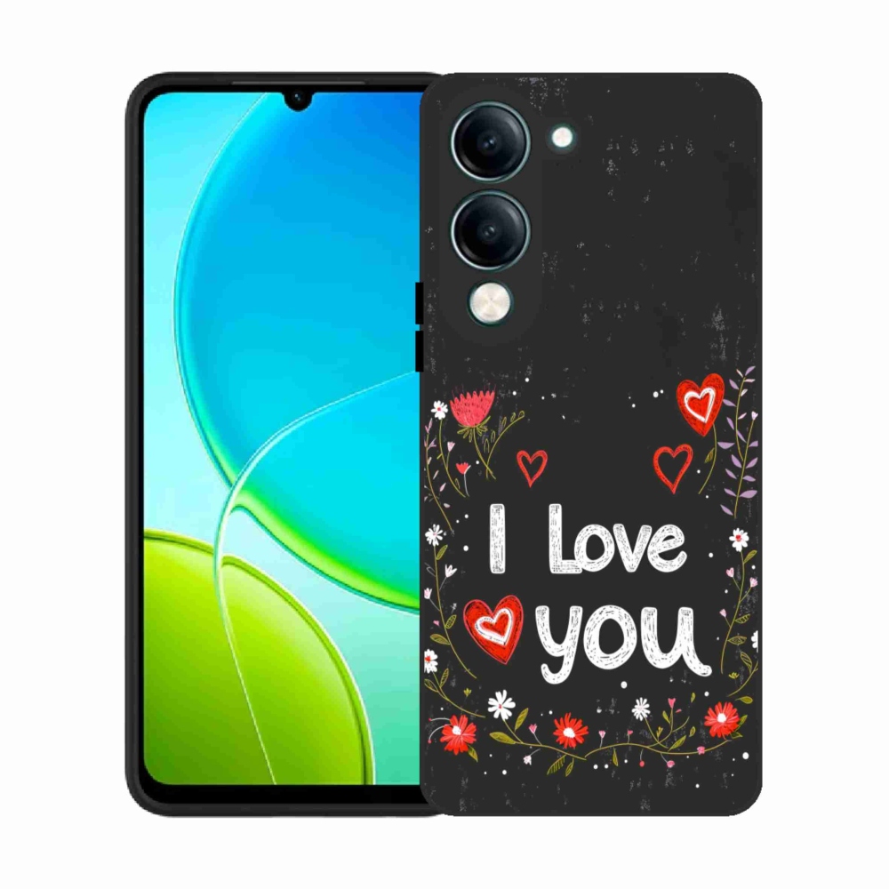 Gélový kryt mmCase na Vivo Y29S 5G - I love you čierne pozadie