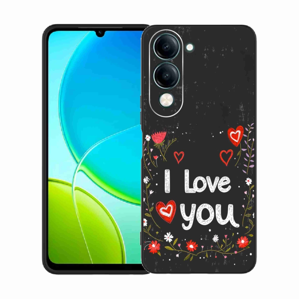 Gélový kryt mmCase na Vivo Y29S 5G - I love you čierne pozadie