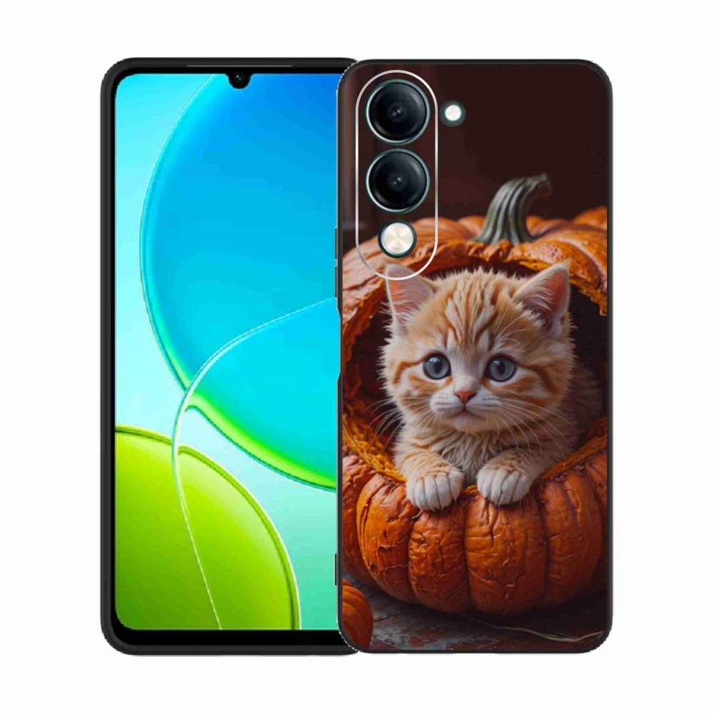 Gélový kryt mmCase na Vivo Y29S 5G - mačiatko a tekvica 2