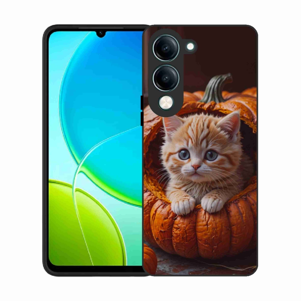 Gélový kryt mmCase na Vivo Y29S 5G - mačiatko a tekvica 2