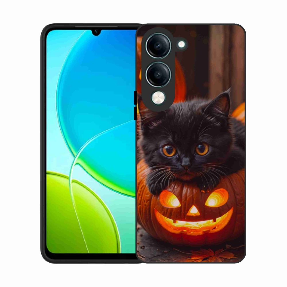 Gélový kryt mmCase na Vivo Y29S 5G - mačiatko a tekvica