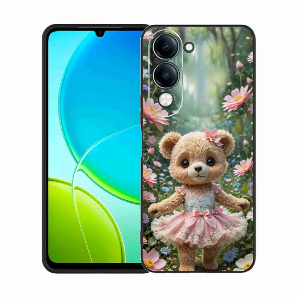 Gélový kryt mmCase na Vivo Y29S 5G - roztomilý medvedík v kvetoch
