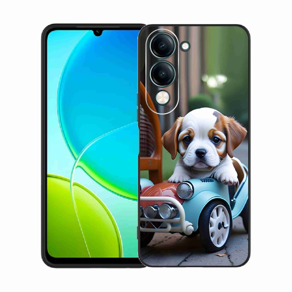 Gélový kryt mmCase na Vivo Y29S 5G - šteňa v retro aute