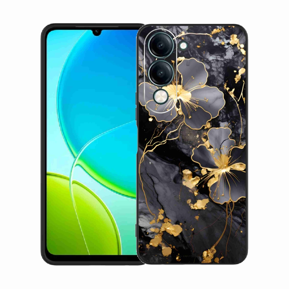 Gélový kryt mmCase na Vivo Y29S 5G - zlaté kvety