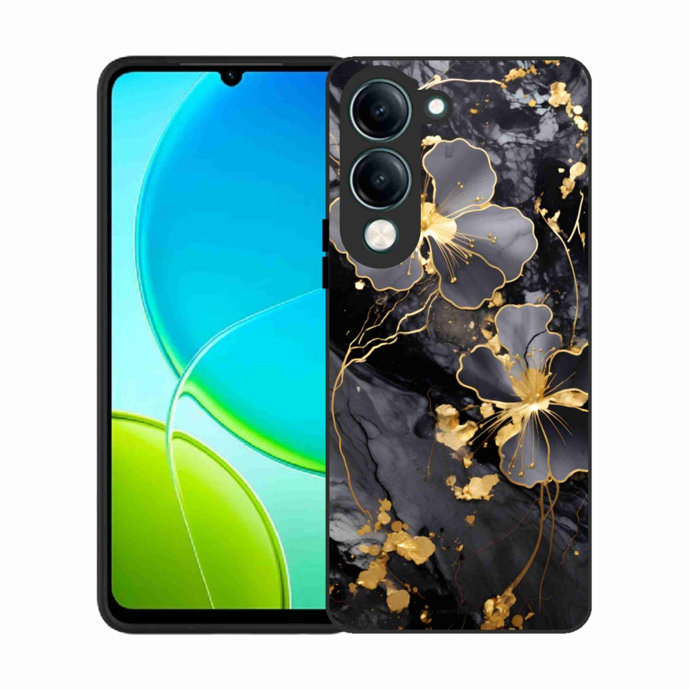 Gélový kryt mmCase na Vivo Y29S 5G - zlaté kvety