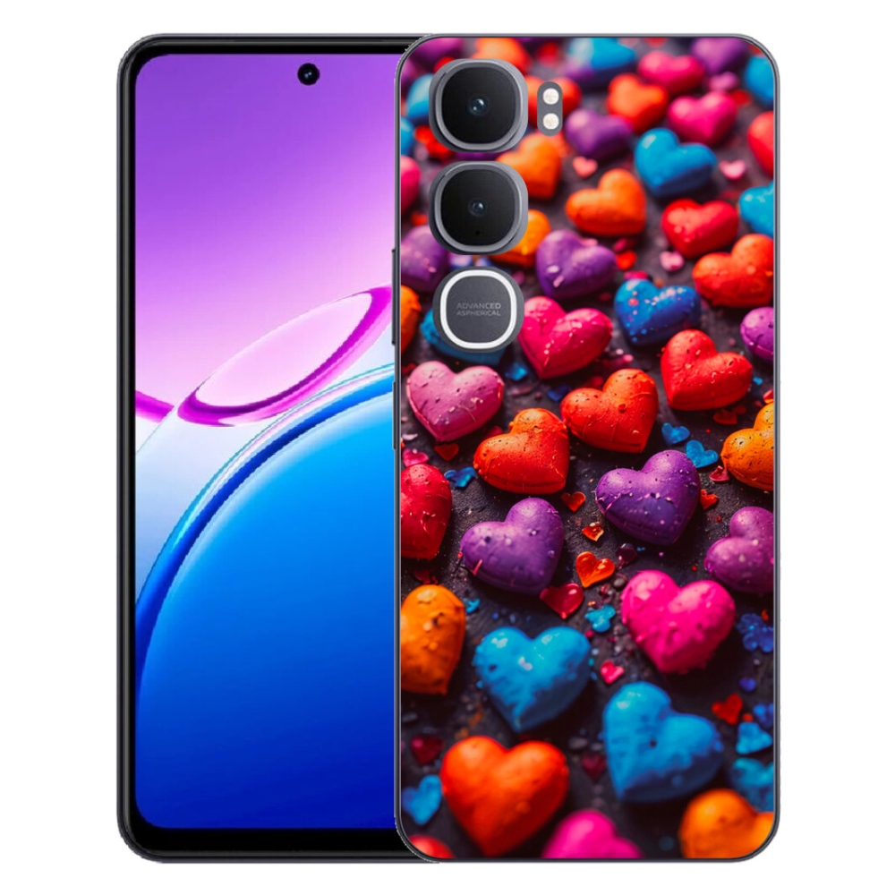 Gélový kryt mmCase na Vivo Y31 5G - farebné srdcia