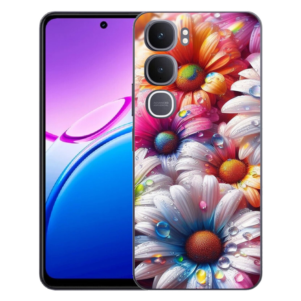 Gélový kryt mmCase na Vivo Y31 5G - farebné margaréty