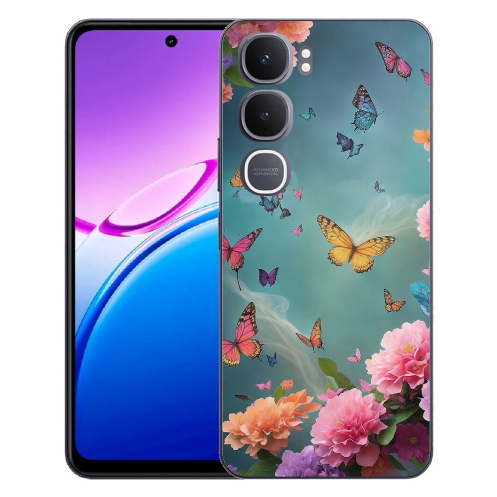 Gélový kryt mmCase na Vivo Y31 5G - farebné kvety a motýle