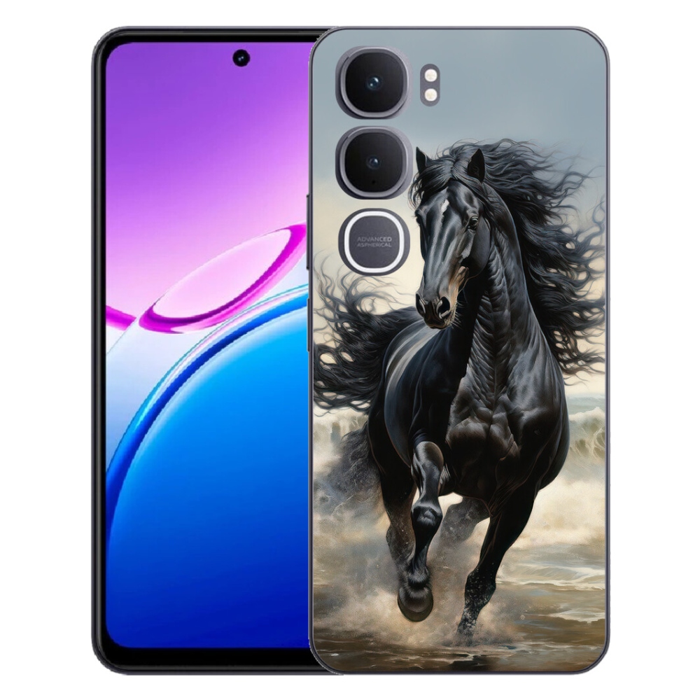 Gélový kryt mmCase na Vivo Y31 5G - bežiaci čierny kôň