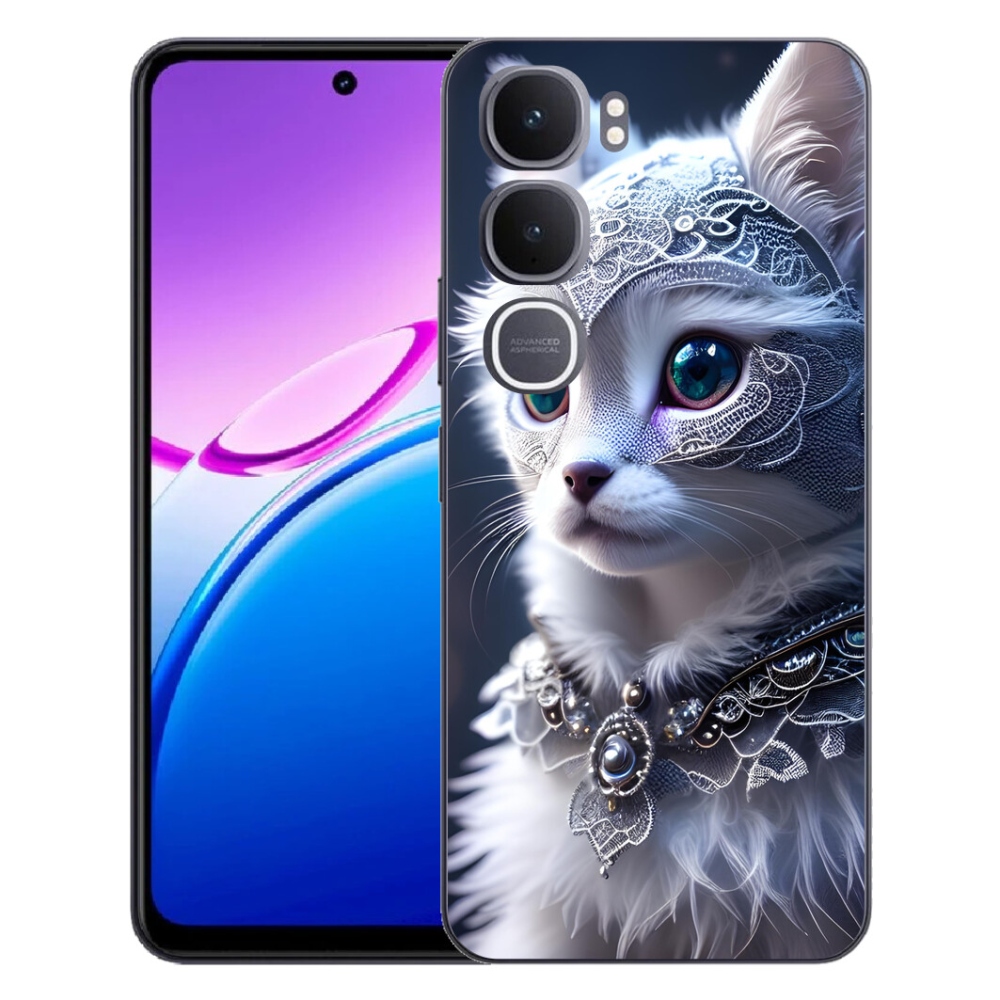 Gélový kryt mmCase na Vivo Y31 5G - biela mačka