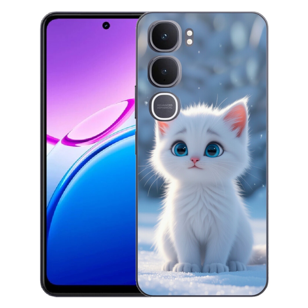 Gélový kryt mmCase na Vivo Y31 5G - biele mačiatko 3
