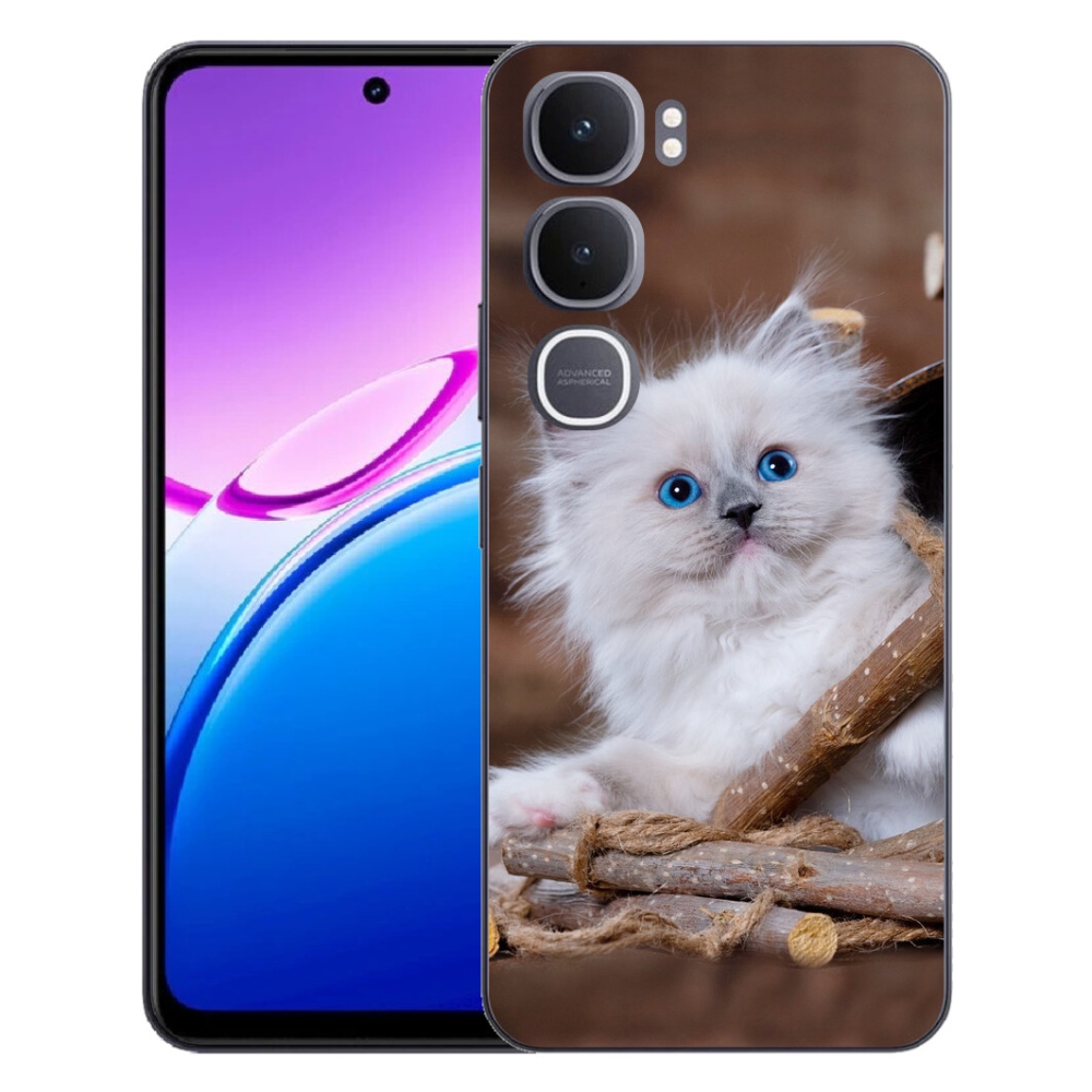 Gélový kryt mmCase na Vivo Y31 5G - biele mačiatko