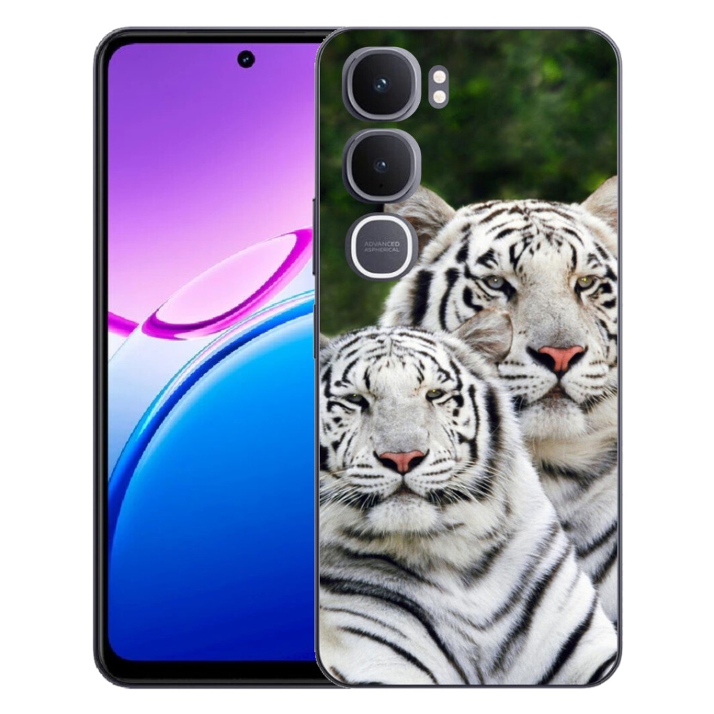 Gélový kryt mmCase na Vivo Y31 5G - bieli tigre