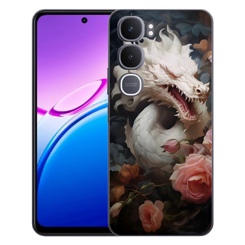 Gélový kryt mmCase na Vivo Y31 5G - biely drak