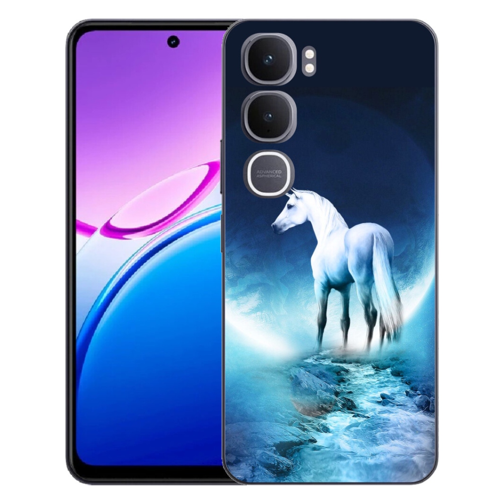 Gélový kryt mmCase na Vivo Y31 5G - biely jednorožec