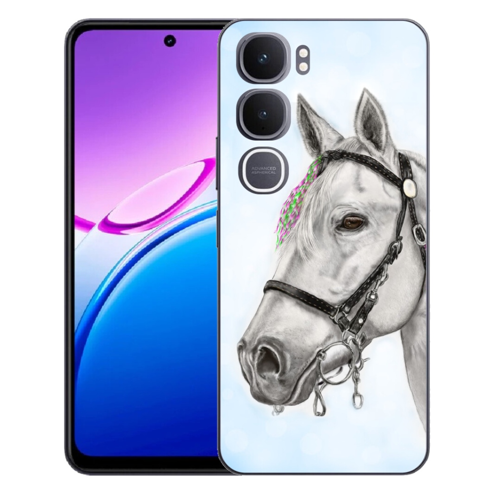 Gélový kryt mmCase na Vivo Y31 5G - biely kôň 1