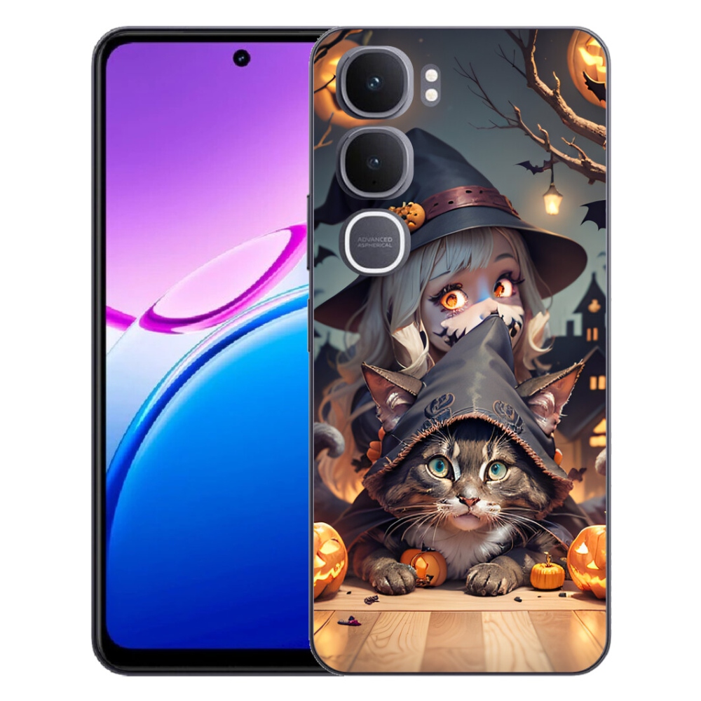 Gélový kryt mmCase na Vivo Y31 5G - čarodejnica s mačkou