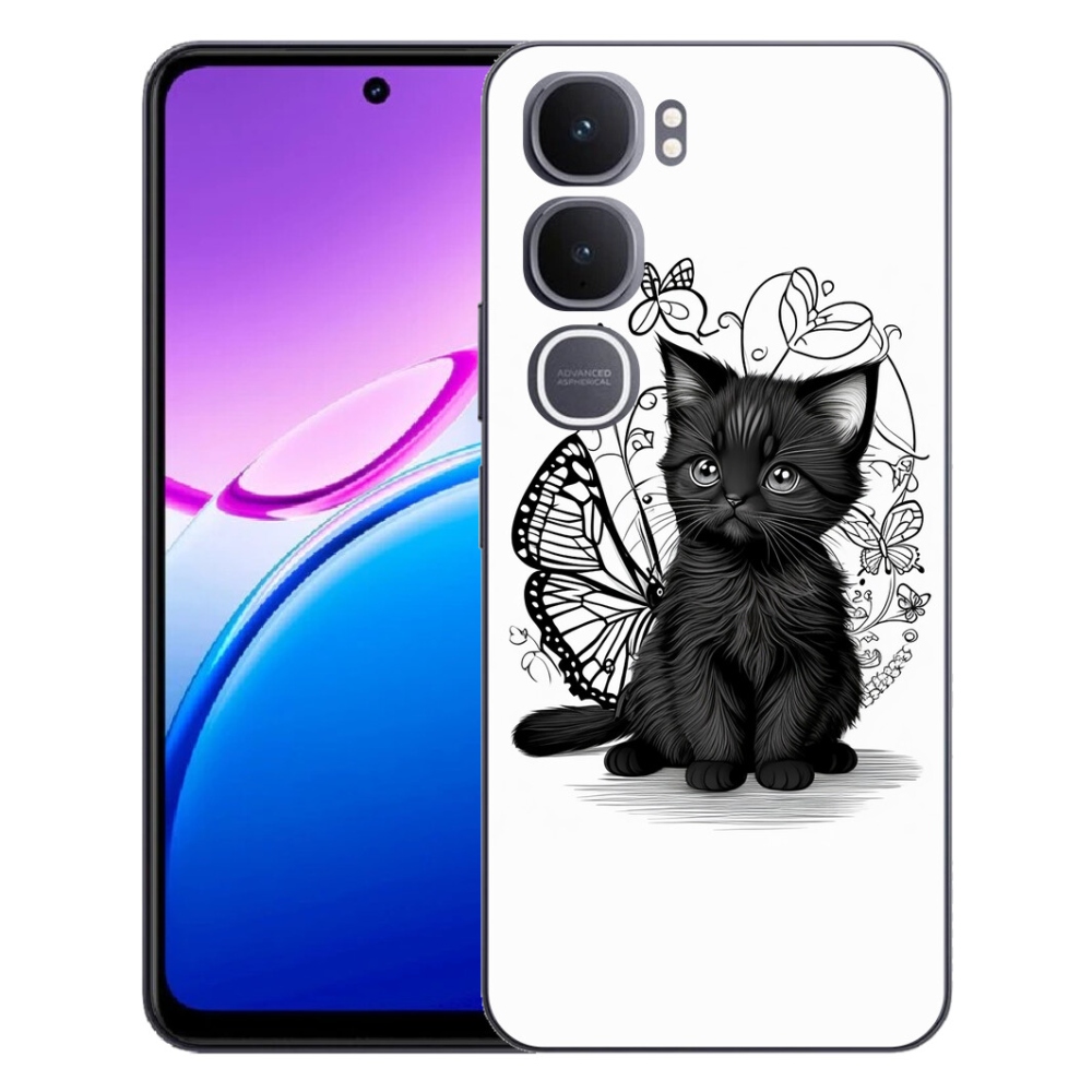 Gélový kryt mmCase na Vivo Y31 5G - čierne mačiatko