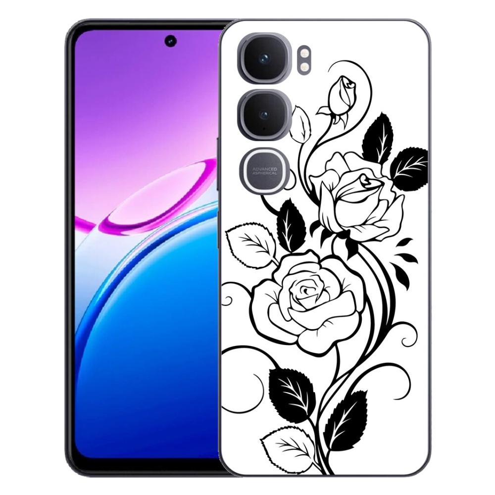 Gélový kryt mmCase na Vivo Y31 5G - čiernobiela ruža