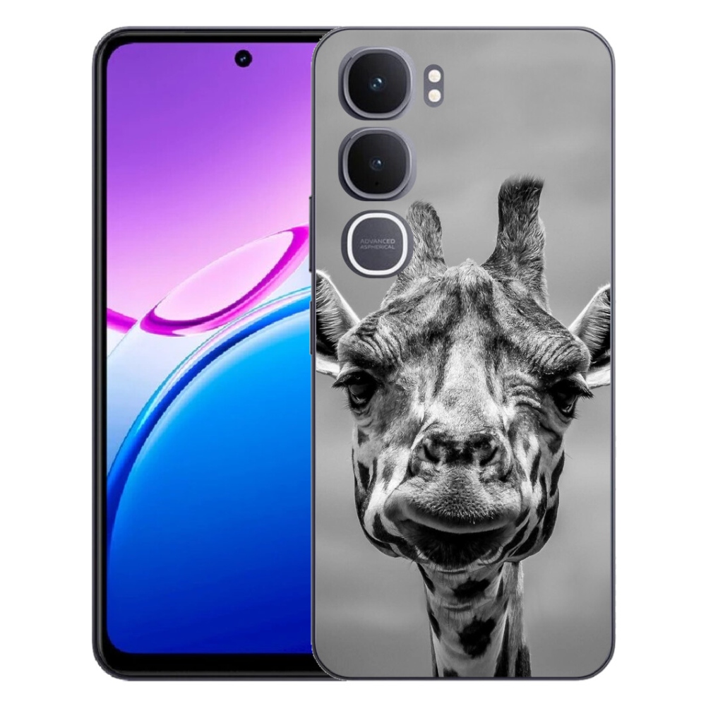 Gélový kryt mmCase na Vivo Y31 5G - čiernobiela žirafa