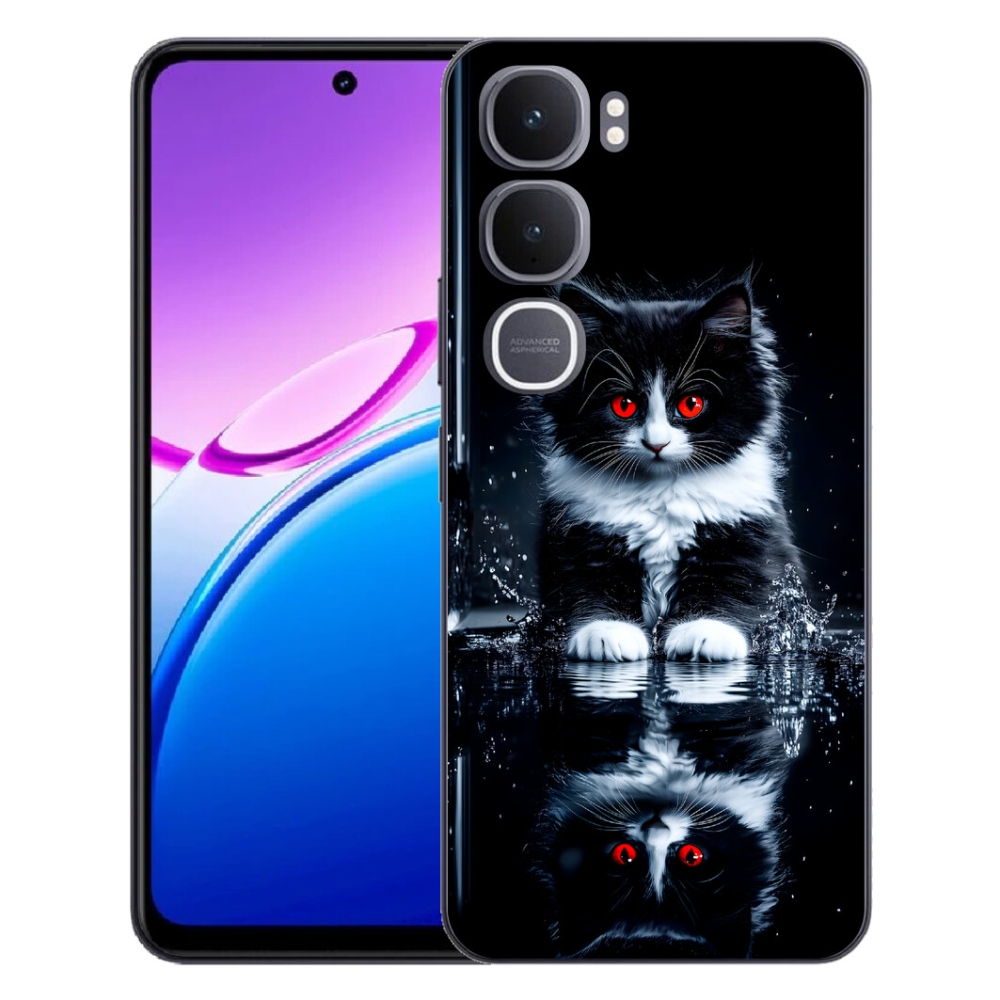 Gélový kryt mmCase na Vivo Y31 5G - čiernobiele mačiatko