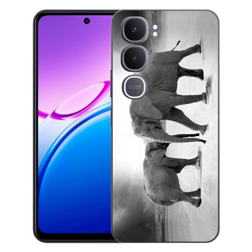 Gélový kryt mmCase na Vivo Y31 5G - čiernobieli slony
