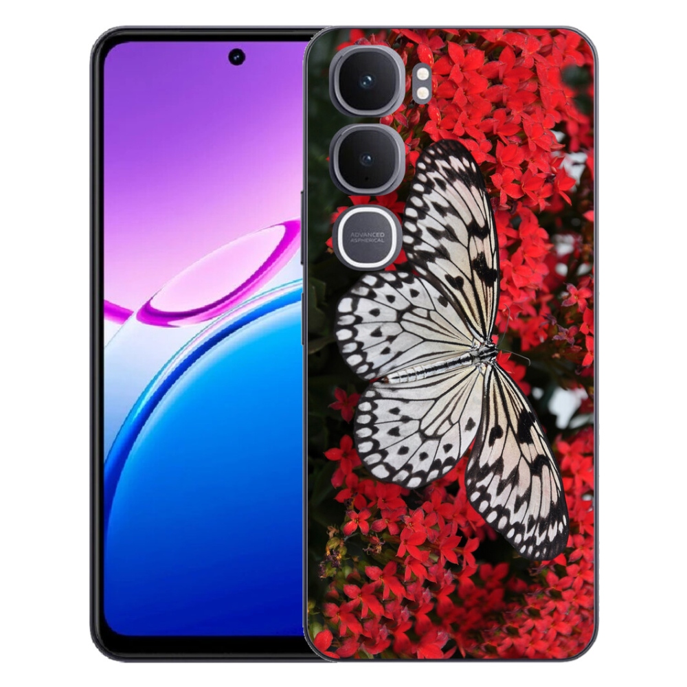Gélový kryt mmCase na Vivo Y31 5G - čiernobiely motýľ 1