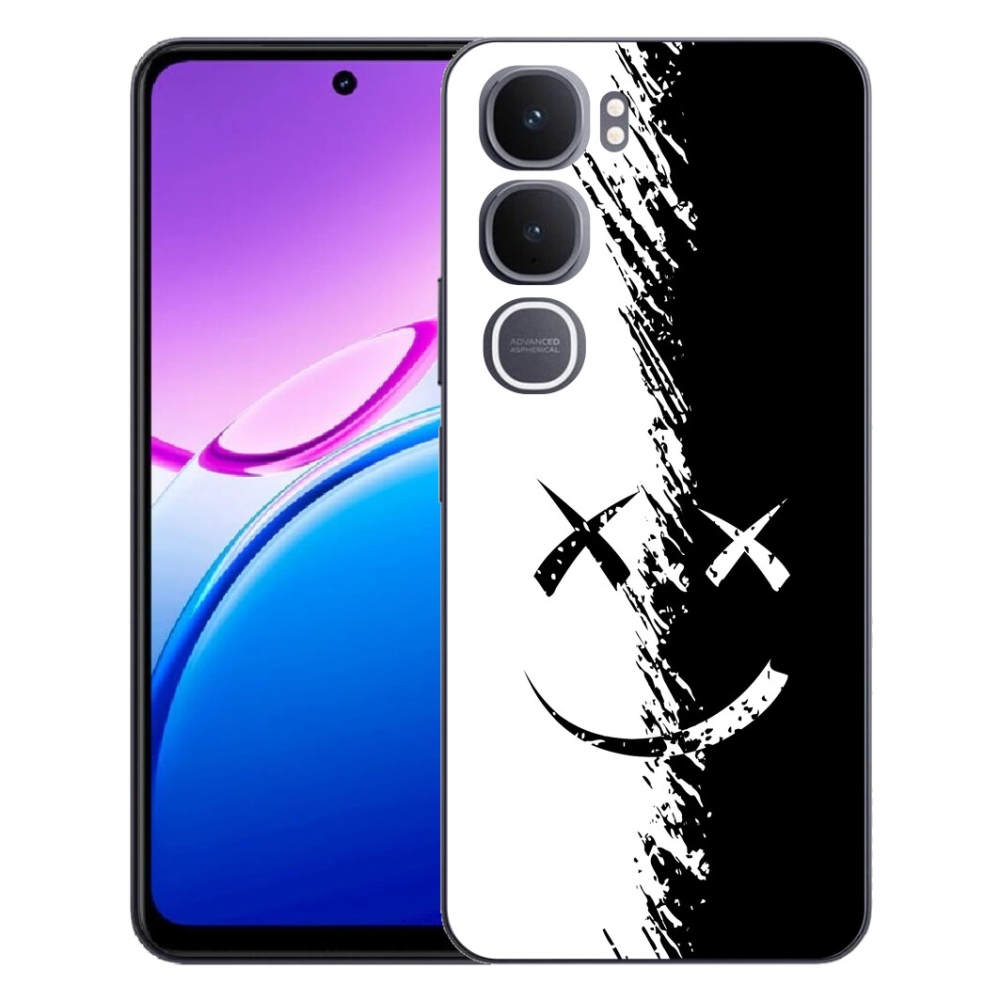 Gélový kryt mmCase na Vivo Y31 5G - čiernobiely smajlík
