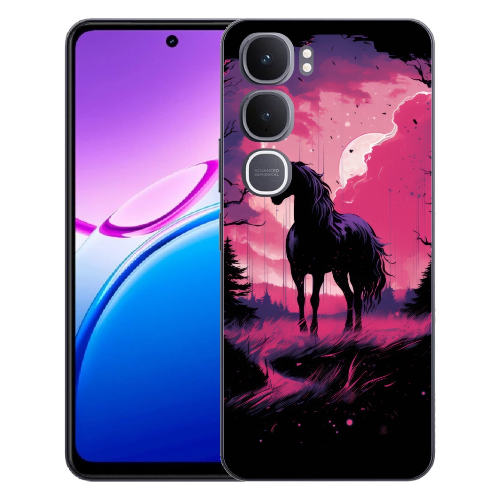 Gélový kryt mmCase na Vivo Y31 5G - čierny kreslený kôň 1