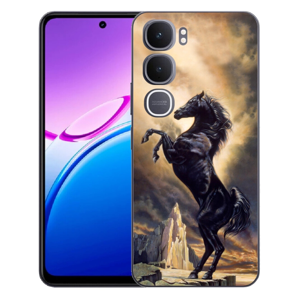 Gélový kryt mmCase na Vivo Y31 5G - čierny kreslený kôň