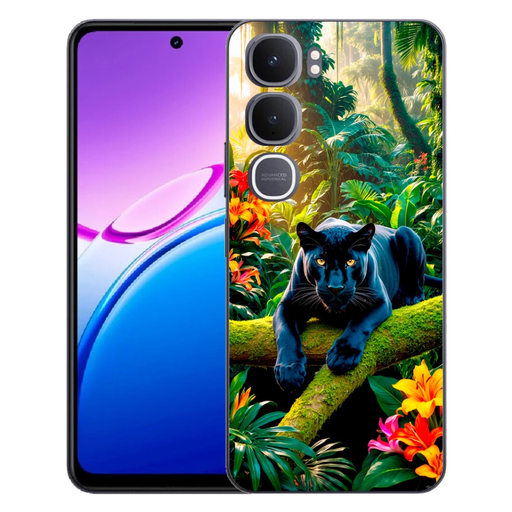 Gélový kryt mmCase na Vivo Y31 5G - čierny panter v džungli