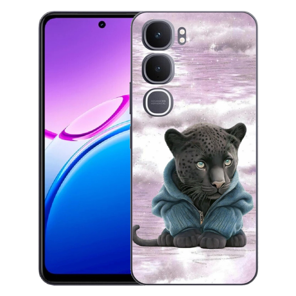 Gélový kryt mmCase na Vivo Y31 5G - čierny panter vo svetri