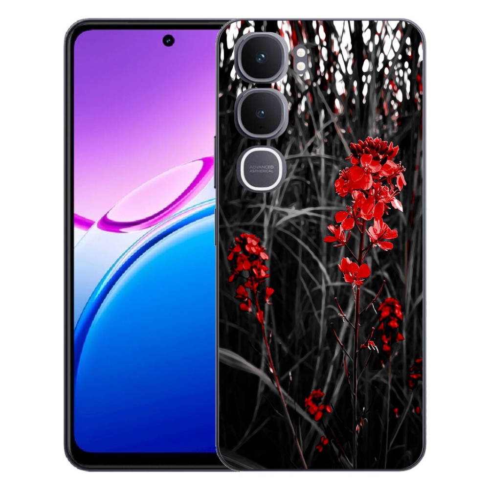 Gélový kryt mmCase na Vivo Y31 5G - červená rastlina