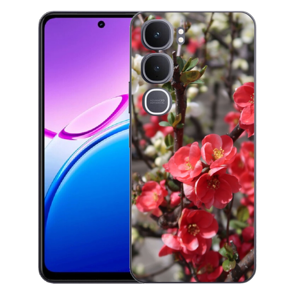Gélový kryt mmCase na Vivo Y31 5G - červené kvety