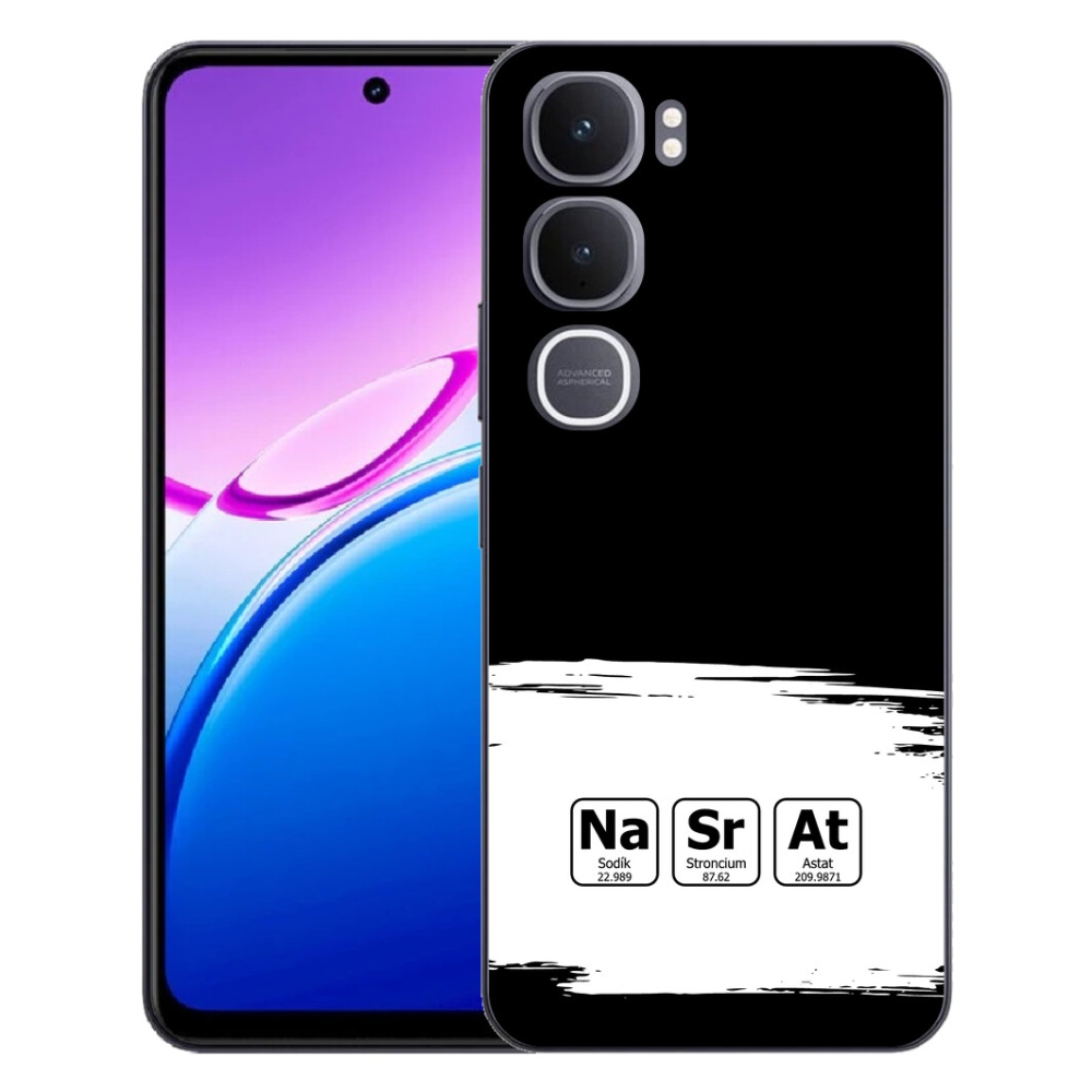 Gélový kryt mmCase na Vivo Y31 5G - chemické prvky bieločierne pozadie