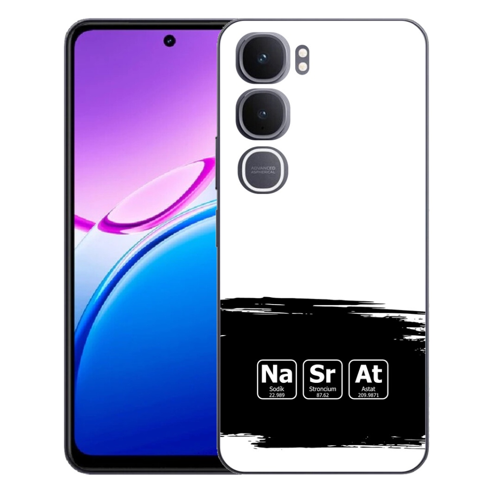 Gélový kryt mmCase na Vivo Y31 5G - chemické prvky čiernobiele pozadie