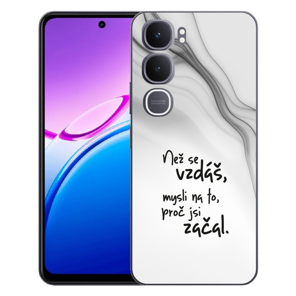 Gélový kryt mmCase na Vivo Y31 5G - citát 2 biele pozadie