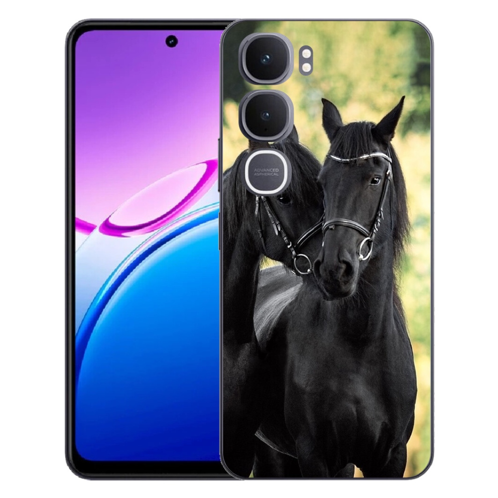 Gélový kryt mmCase na Vivo Y31 5G - dva čierne kone