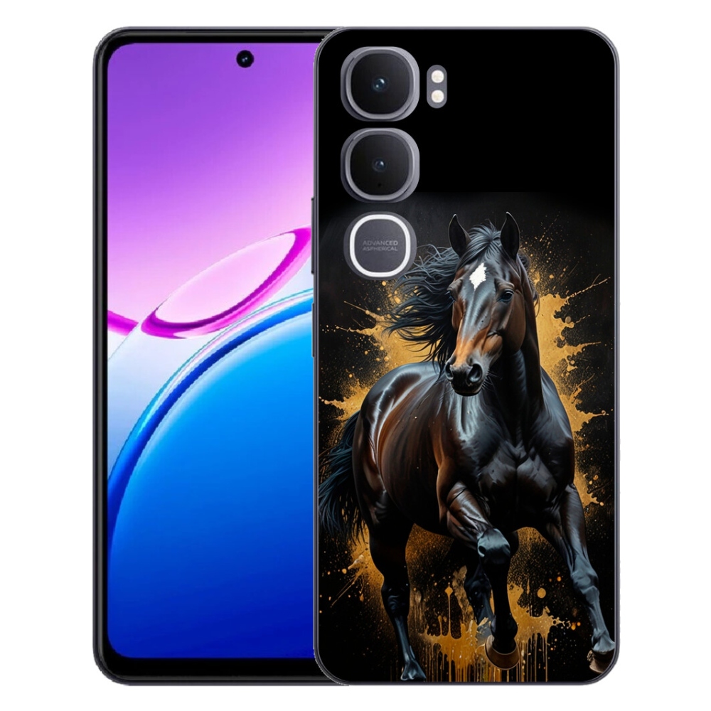 Gélový kryt mmCase na Vivo Y31 5G - elegantný čierny žrebec