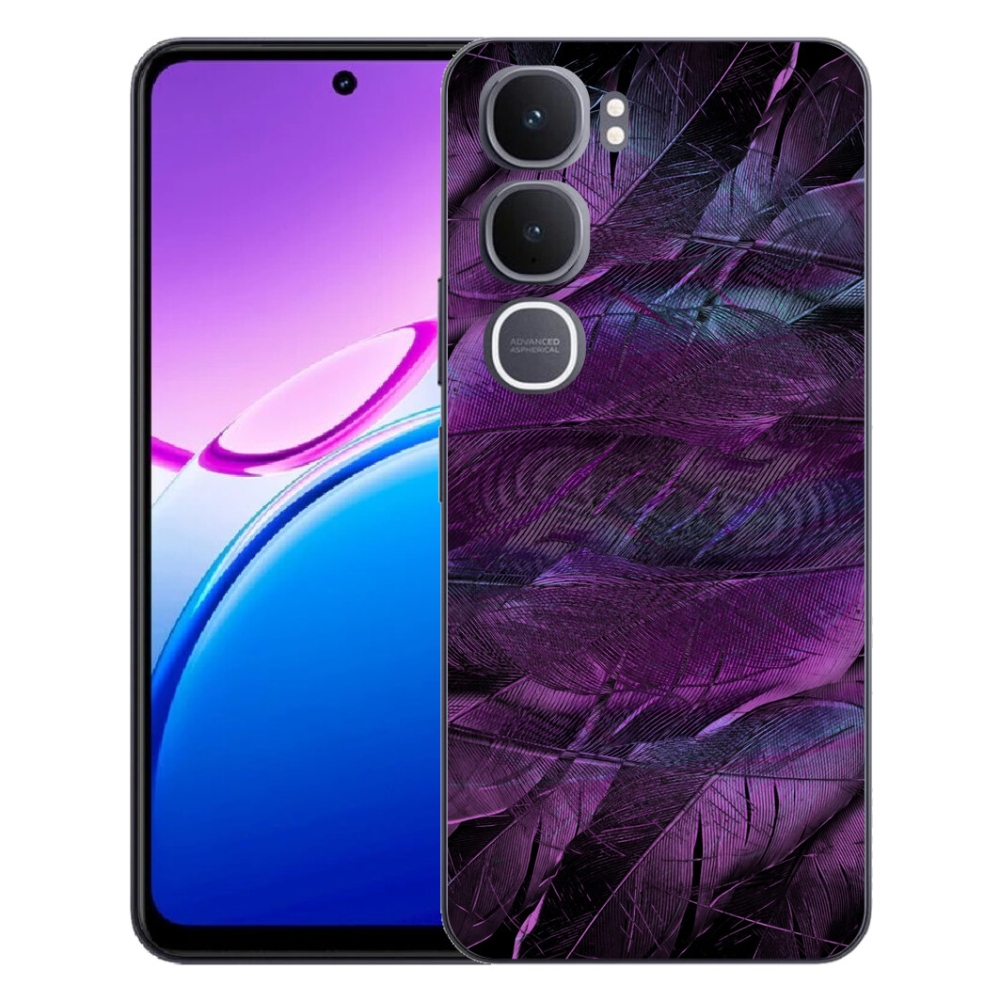 Gélový kryt mmCase na Vivo Y31 5G - fialové pierka