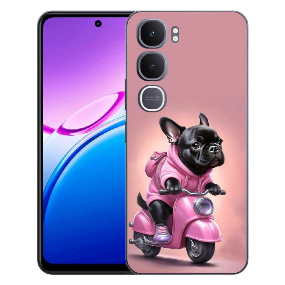 Gélový kryt mmCase na Vivo Y31 5G - francúzsky buldoček na skútri