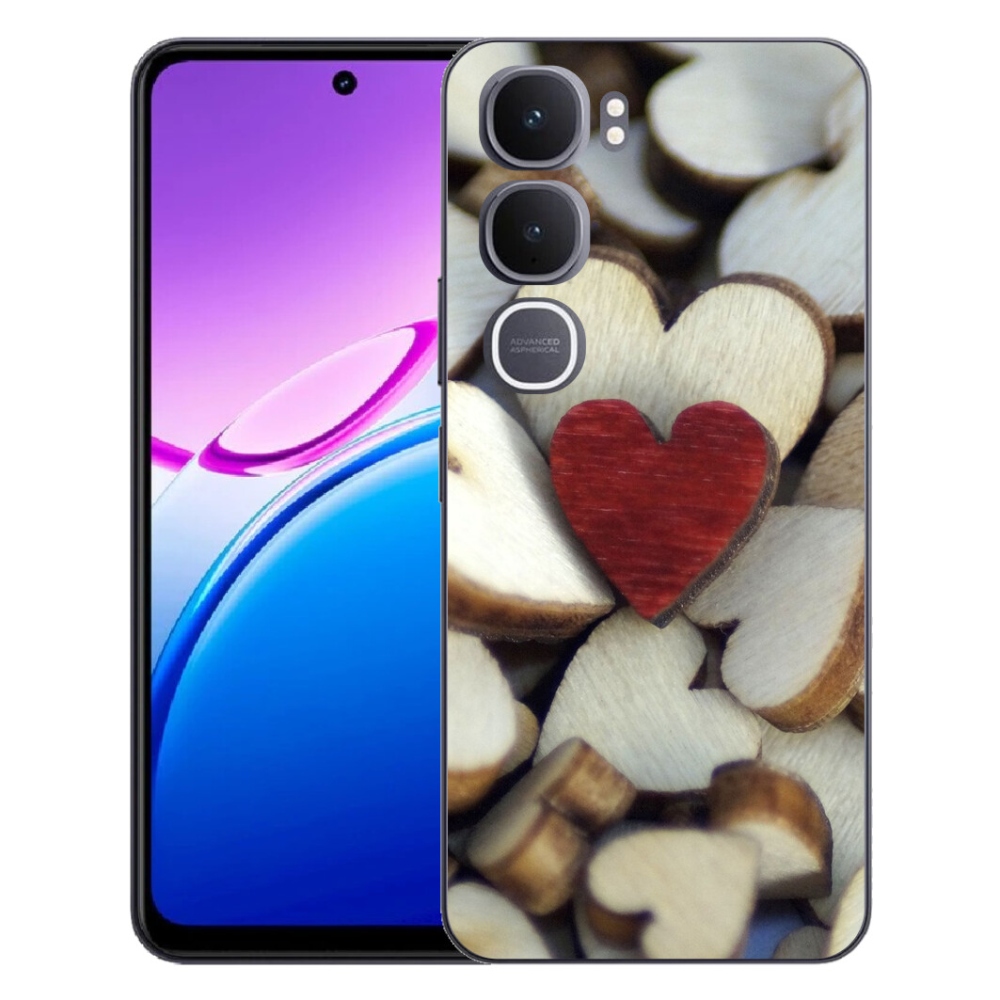 Gélový kryt mmCase na Vivo Y31 5G - gravírované červené srdce