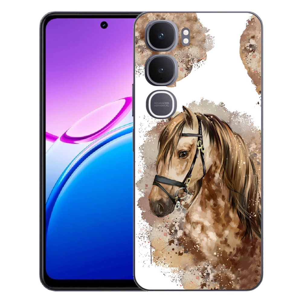 Gélový kryt mmCase na Vivo Y31 5G - hnedý kreslený kôň