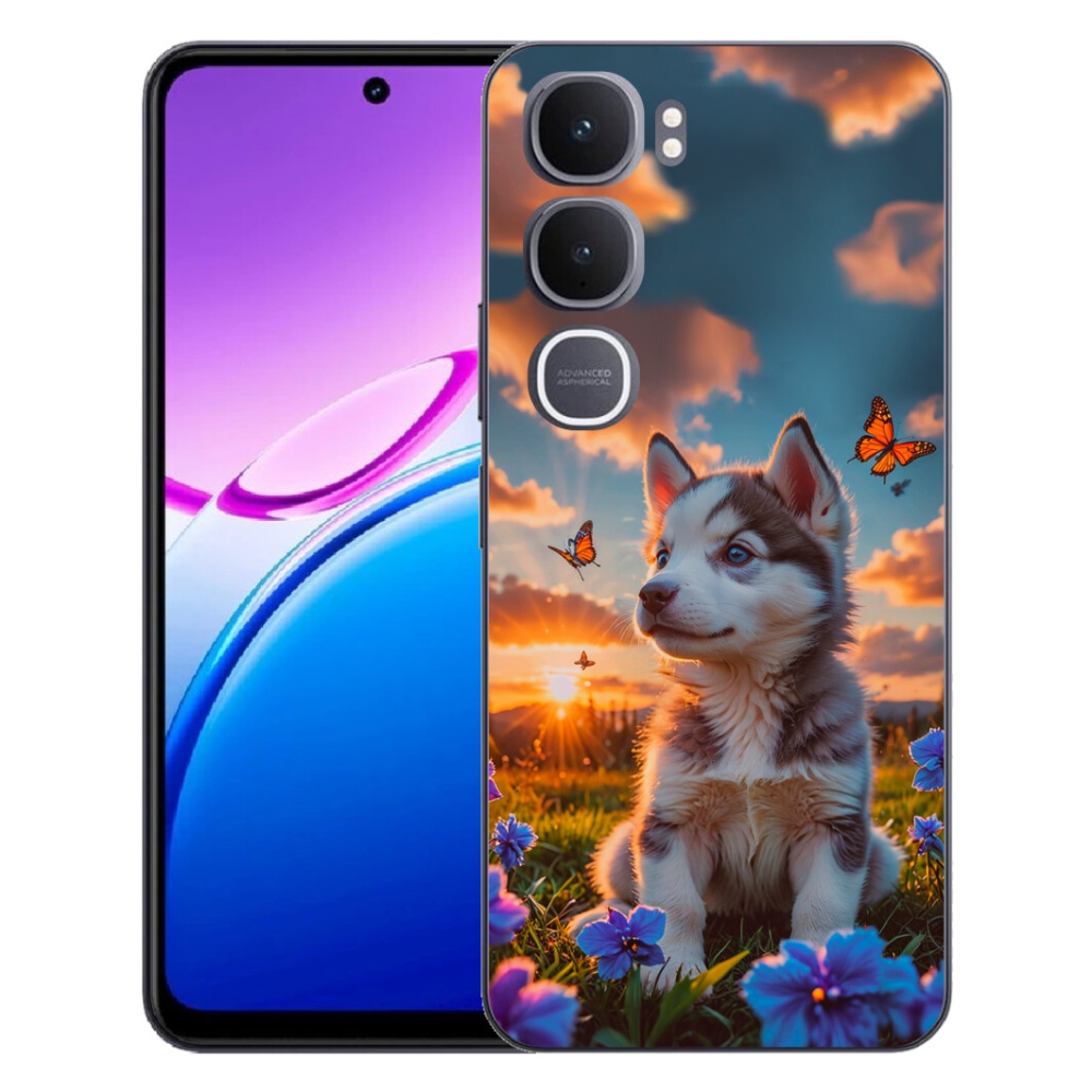 Gélový kryt mmCase na Vivo Y31 5G - husky pri západe slnka